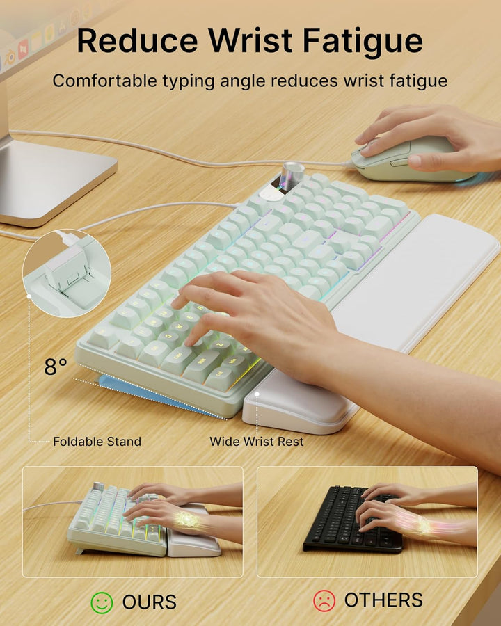 EWEADN Combo de teclado y mouse con cable con reposamuñecas desmont...