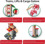 BRIO World Lift & Load Warehouse Set - 32-Piece Wood Train Set - Works con All Wooden Railway Sets - Includes 4-Level Elevator, Vehicles, Tracks & Full Station - MESH Accredited para Ages 3+