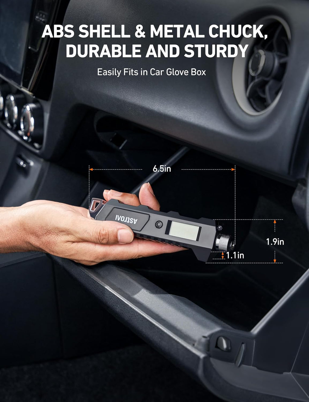 AstroAI Medidor digital de presión de neumáticos, 230 PSI, 4 ajustes, resistente para coche y bicicleta con linterna LCD retroiluminada más grande y antideslizante, negro (paquete de 2)