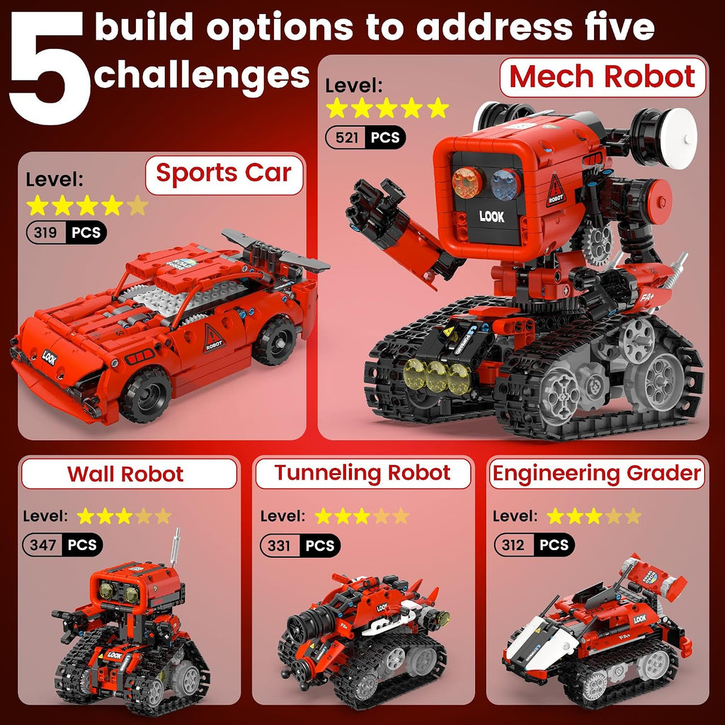 Kit de construcción de robots 5 en 1, aplicación STEM y robótica de