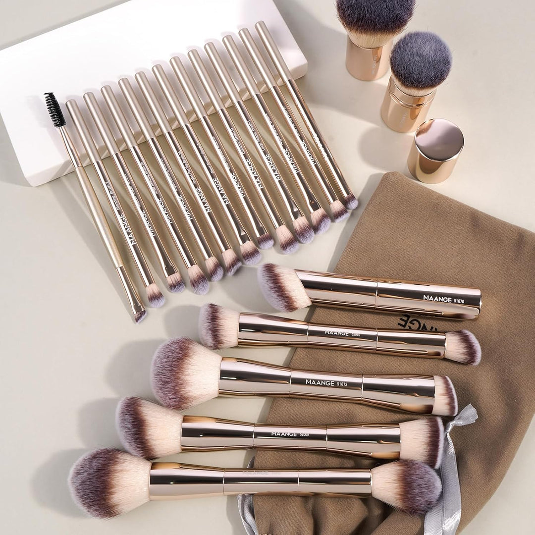 MAANGE Juego de 20 brochas de maquillaje de base, brocha de contorn...