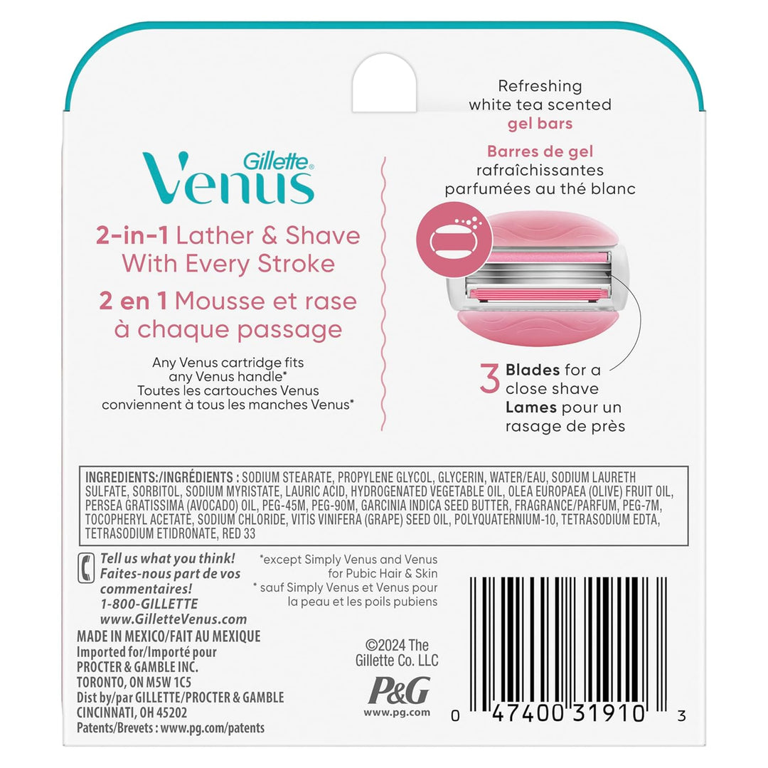 Gillette Venus ComfortGlide White Tea - Cuchillas de afeitar para m...