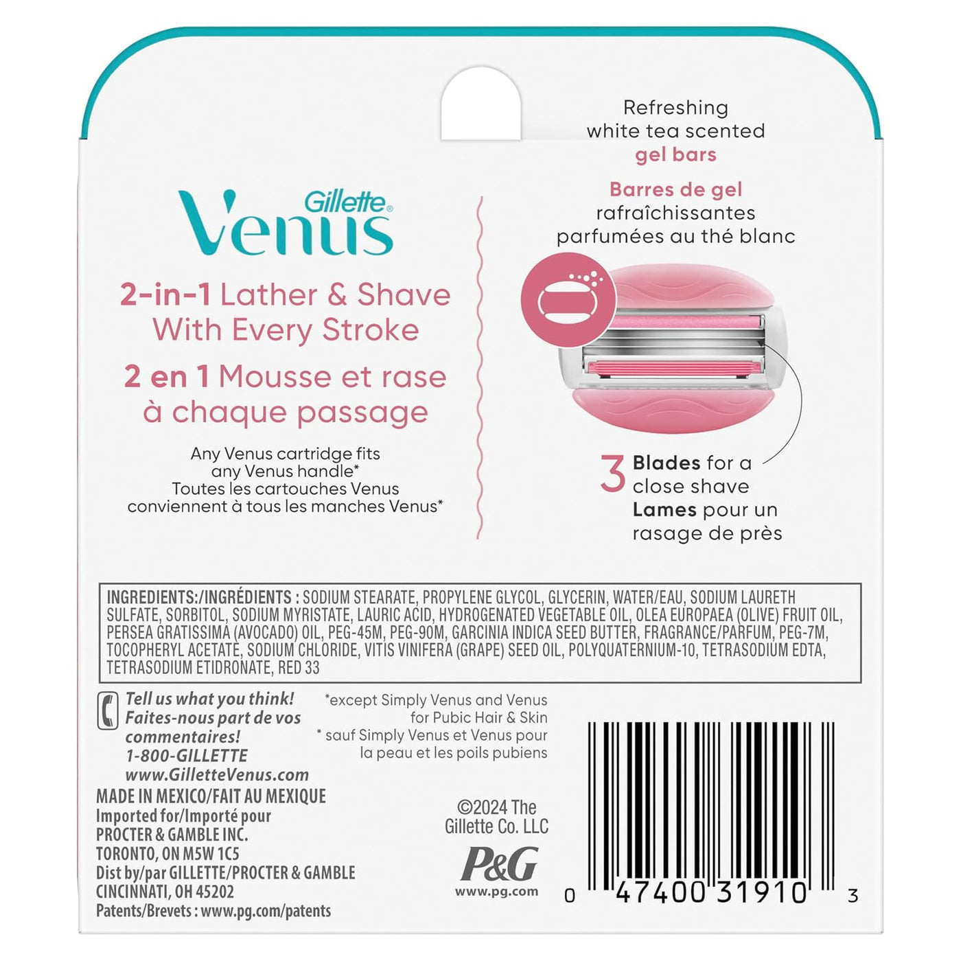 Gillette Venus ComfortGlide - Rastrillo de afeitar para mujer, té b...