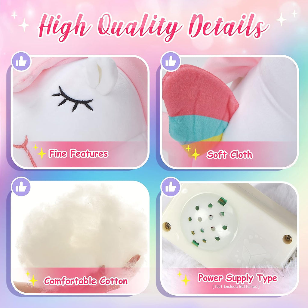 Peluche de unicornio de 12 pulgadas con luces LED coloridas de noche que brillan en cumpleaños, Día del Niño, Día de San Valentín, regalos para niñas y niños pequeños