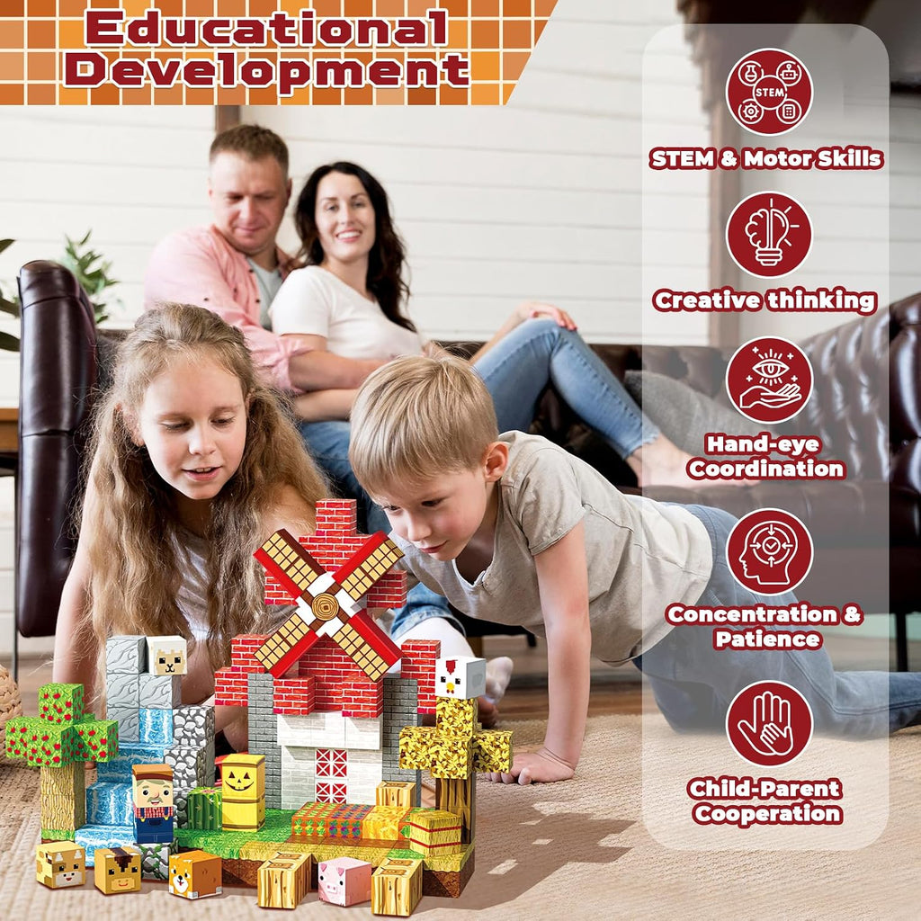 150 bloques magnéticos, bloques de construcción magnéticos de animales de granja, cubos magnéticos apilables para niños, juguete de construcción magnético para niños y niñas, juguete sensorial STEM Montessori para edades de 3 a 12 años, regalo de cumpleañ