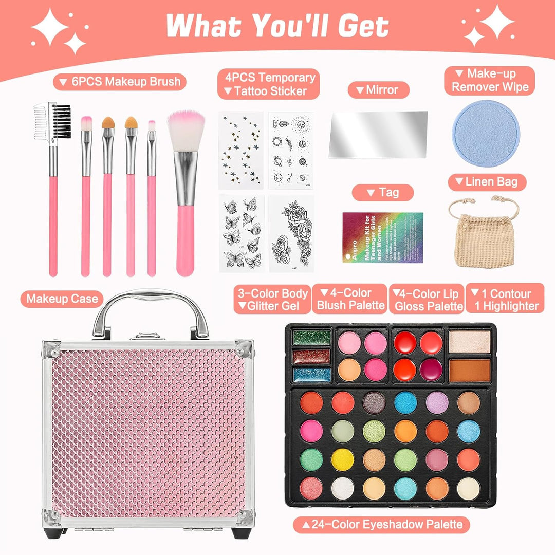 Anpro Kit de maquillaje todo en uno para niñas de 10 a 12 años con...