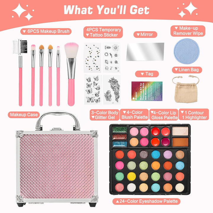 Anpro Kit de maquillaje todo en uno para niñas de 10 a 12 años con...