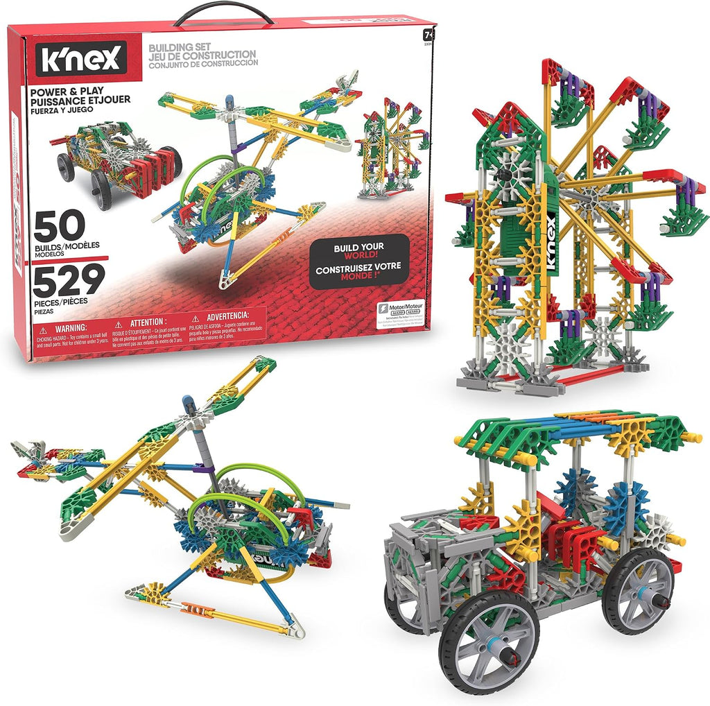 K'NEX - Set motorizado Power & Play, 529 piezas, construcción STEM, set de construcción para niños, a partir de 7 años