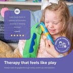 TalkTools Jiggler - Herramienta motora oral para niños, masajeador facial oral, conciencia sensorial para mandíbula y labios, vibración calmante para habla y alimentación, dragón y rana, juego de 2