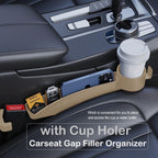 Tapón para hueco de asiento de coche con ranura de almacenamiento, organizador rellenador de huecos de auto con portavasos, tira universal rellenadora de hueco lateral de asiento de coche, paquete de