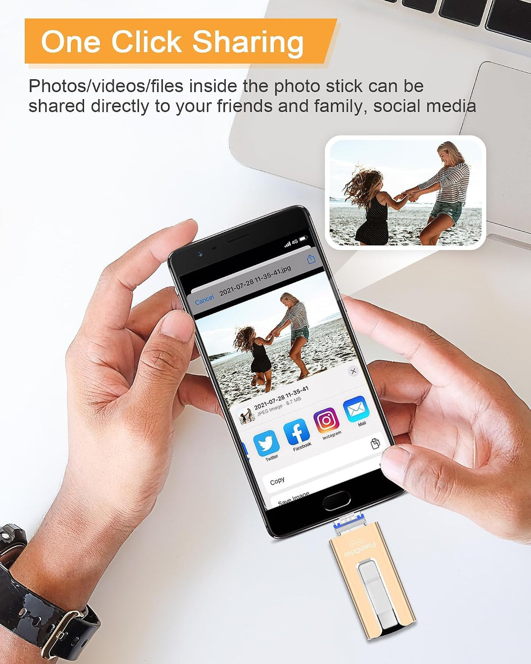 GNASEET Unidad flash USB de 256 GB para teléfono y Pad, Photo Stick...