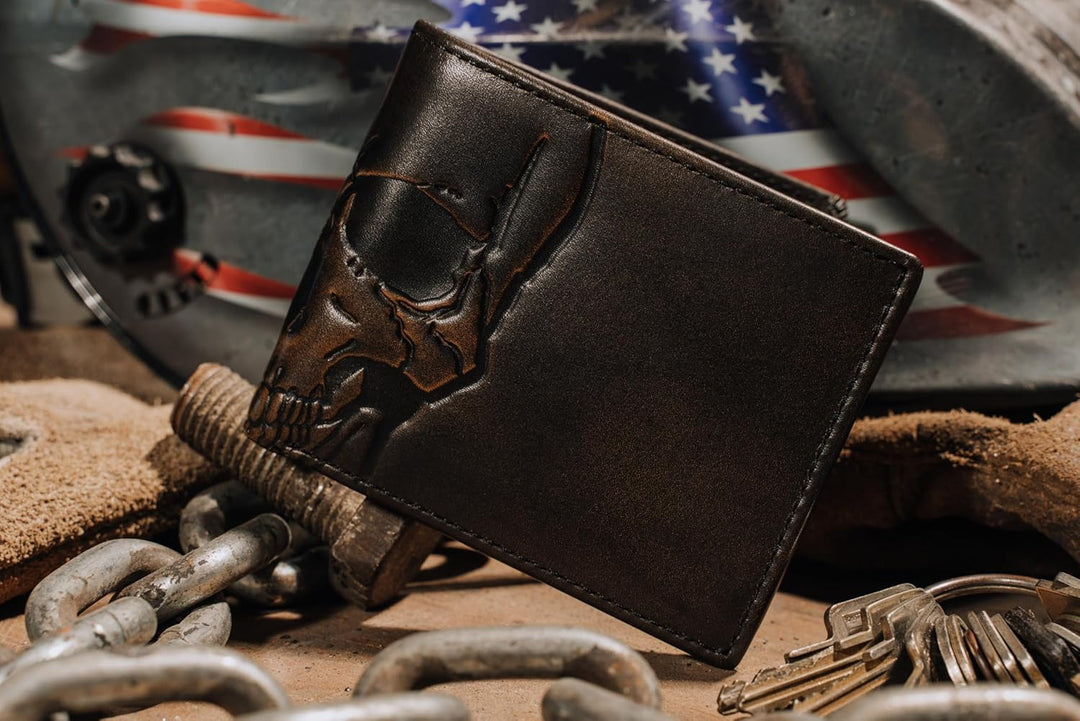 House of Jack Co. Billetera con calaveras para hombre, doble identi...