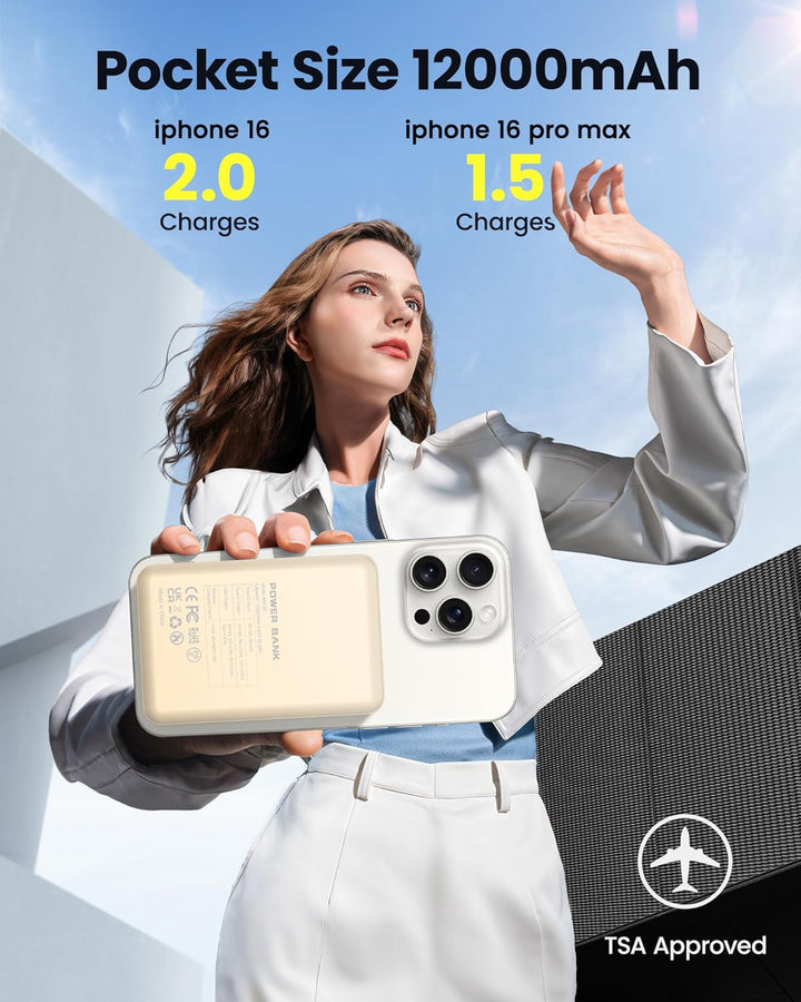 COOAV para Magsafe Paquete de Batería 12000mAh Cargador Portátil Ma...