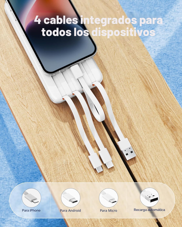 Charmast Cargador portátil de 20000mAh con cables incorporados, ban...