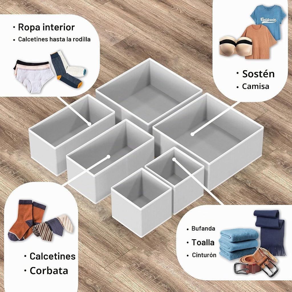 Simple Houseware Organizador plegable para cajones y contenedor para almacenar, juego de 12, gris
