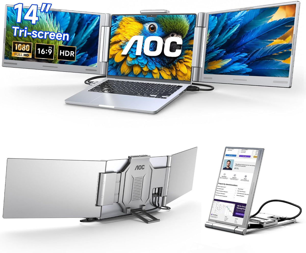 AOC Extensor de pantalla para portátil, color plateado | 1080P FHD...