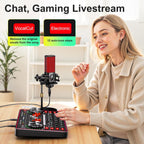 Paquete de micrófono de podcast con mezclador de audio de placa de sonido en vivo, equipo de podcast con micrófono de condensador de 3.5mm para transmisión en vivo, canto, juegos en Pc/Teléfono