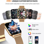 Reloj inteligente para mujer, rastreador de actividad física con llamadas Bluetooth y control de voz AI, pantalla HD de 1.85 pulgadas, monitor de frecuencia cardíaca/SpO2, rastreador de sueño