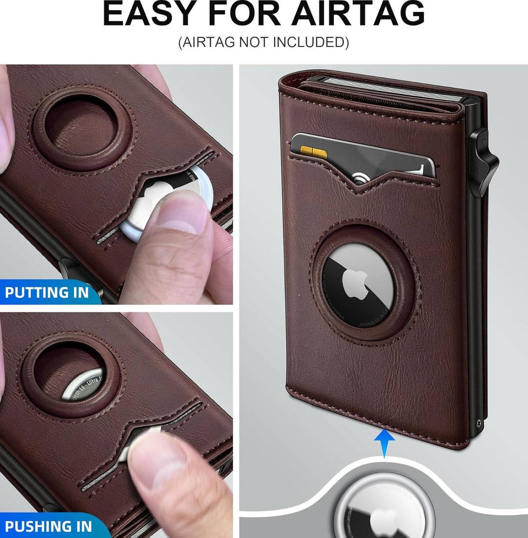 miyozi Billetera para Airtag para hombre, con bolsillo para efectiv...