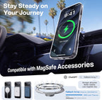CASEKOO Funda para iPhone 17 Pro con soporte magnético giratorio de 360 grados compatible con MagSafe, protección militar contra caídas de 17 pies con soporte de 6.3 pulgadas, transparente