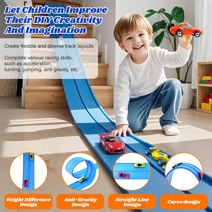 Juguetes flexibles de pista de carreras para niños: pista de rampa...