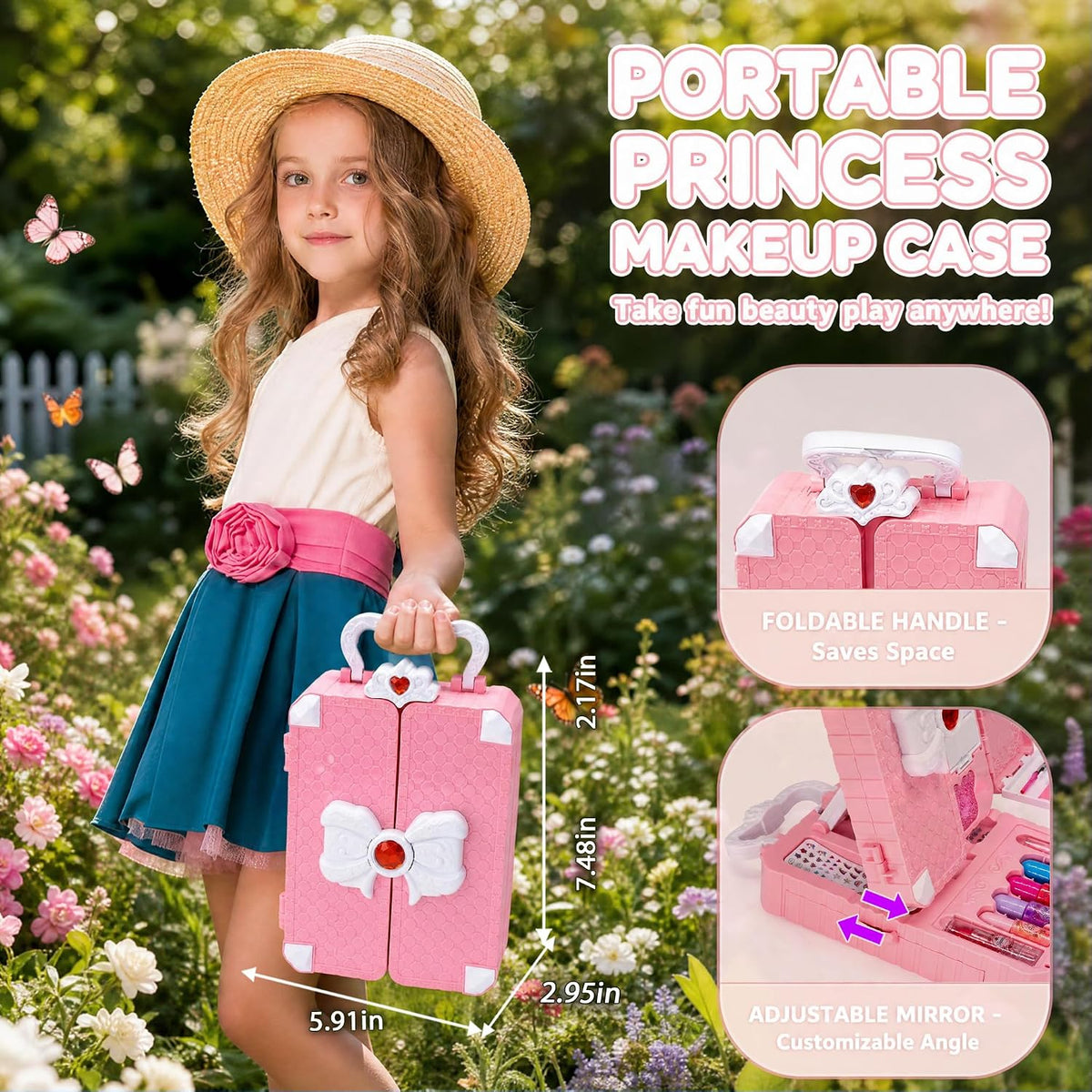 Kit de maquillaje infantil de 75 piezas para niñas, juego de maquillaje de
