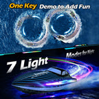 Barco de control remoto RC de 30 KMH con 7 modos de luz LED, impermeable, eléctrico, Azul