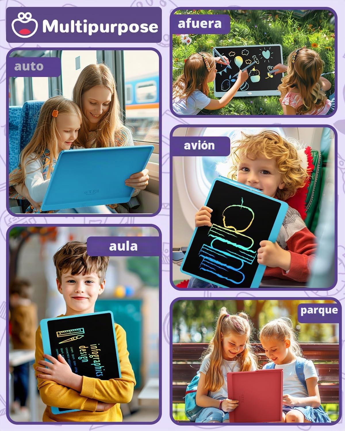 Tableta de Escritura LCD de 16 Pulgadas - Tablero de Dibujo para Niños, Almohadilla de Dibujo Colorida, Juguetes para Niñas, Niños y Pequeños de 3 a 12 Años, Regalos de Cumpleaños para Niños