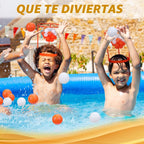 Juego de Baloncesto de Aro de Cabeza para Fiesta de Partido de Carnaval para Niños y Adultos, Portátil Ajustable, con Banda para la Cabeza y Red de Canasta, Incluye Pelotas, para Cumpleaños, Carnaval