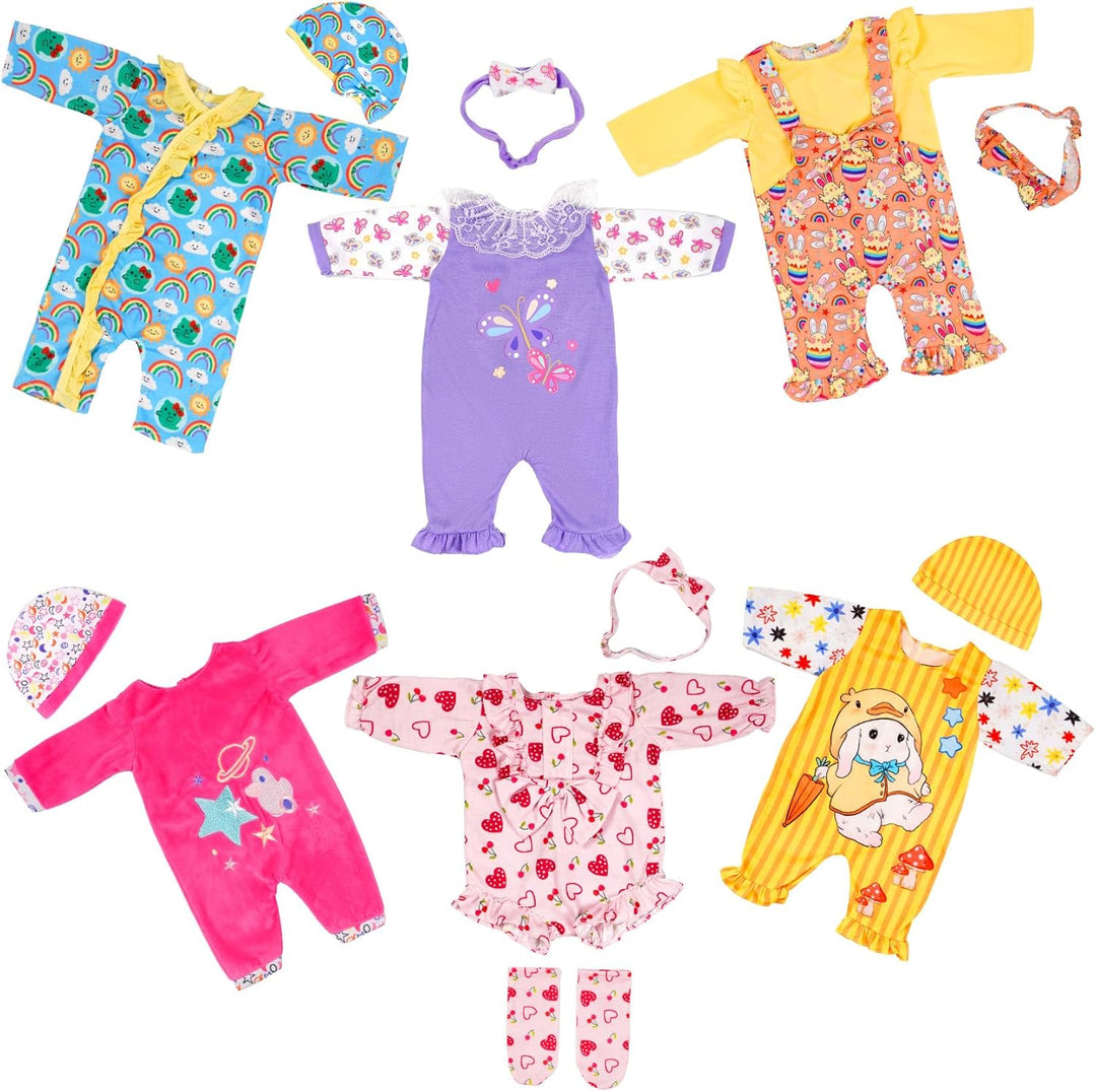 WONDOLL 6 juegos de ropa para muñecas bebé de 14 a 16 pulgadas, con...