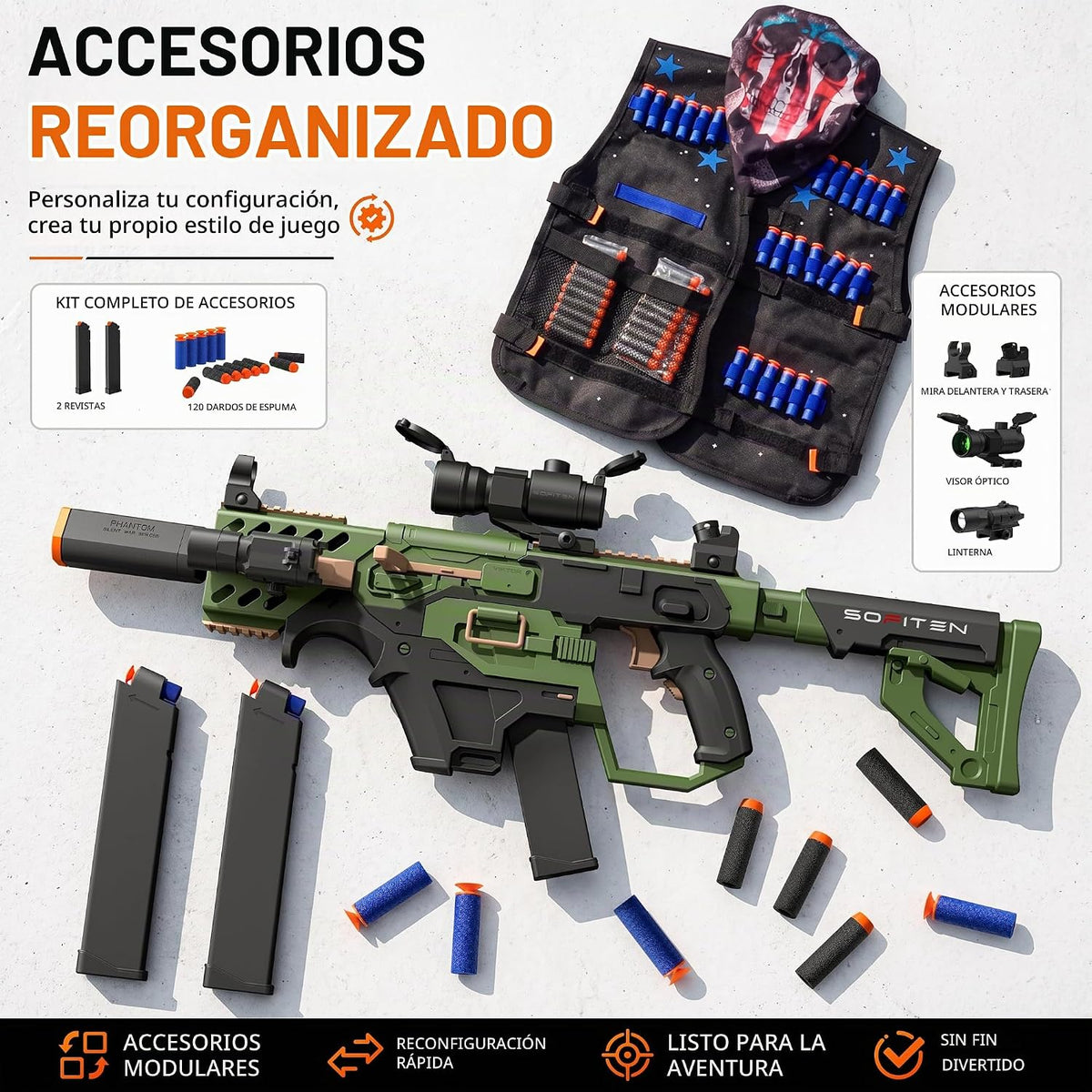SOFITEN - Pistola de juguete eléctrica con rifle de francotirador