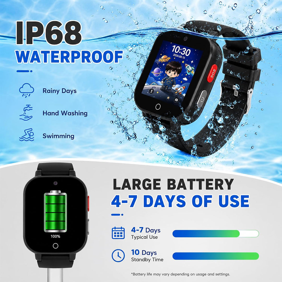DXPICR Reloj inteligente 4G para niños con rastreador GPS, video y...