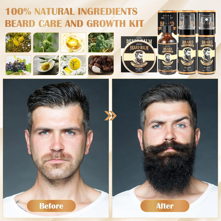 Kit de crecimiento de barba, juego de aseo con aceite de crecimient...
