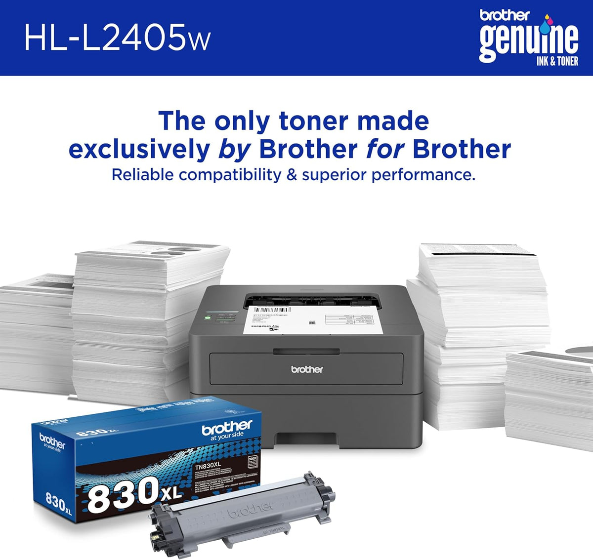 Impresora láser monocromática compacta inalámbrica Brother HL-L2405W