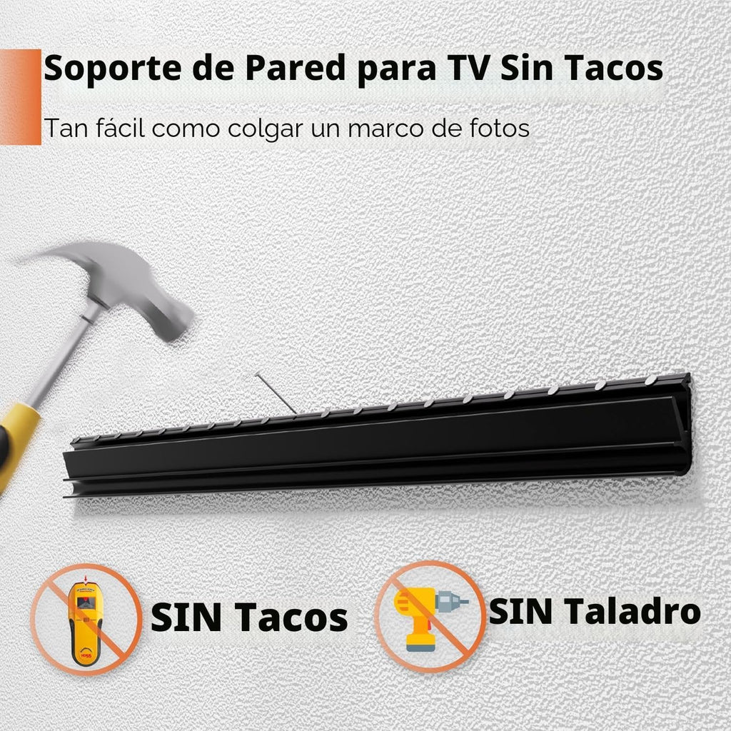 Soporte de pared para TV sin clavos, resistente para televisores de pantalla plana de 26 a 55 pulgadas, sin pernos, sin taladro, sin anclajes, fácil de instalar con todos los accesorios incluidos
