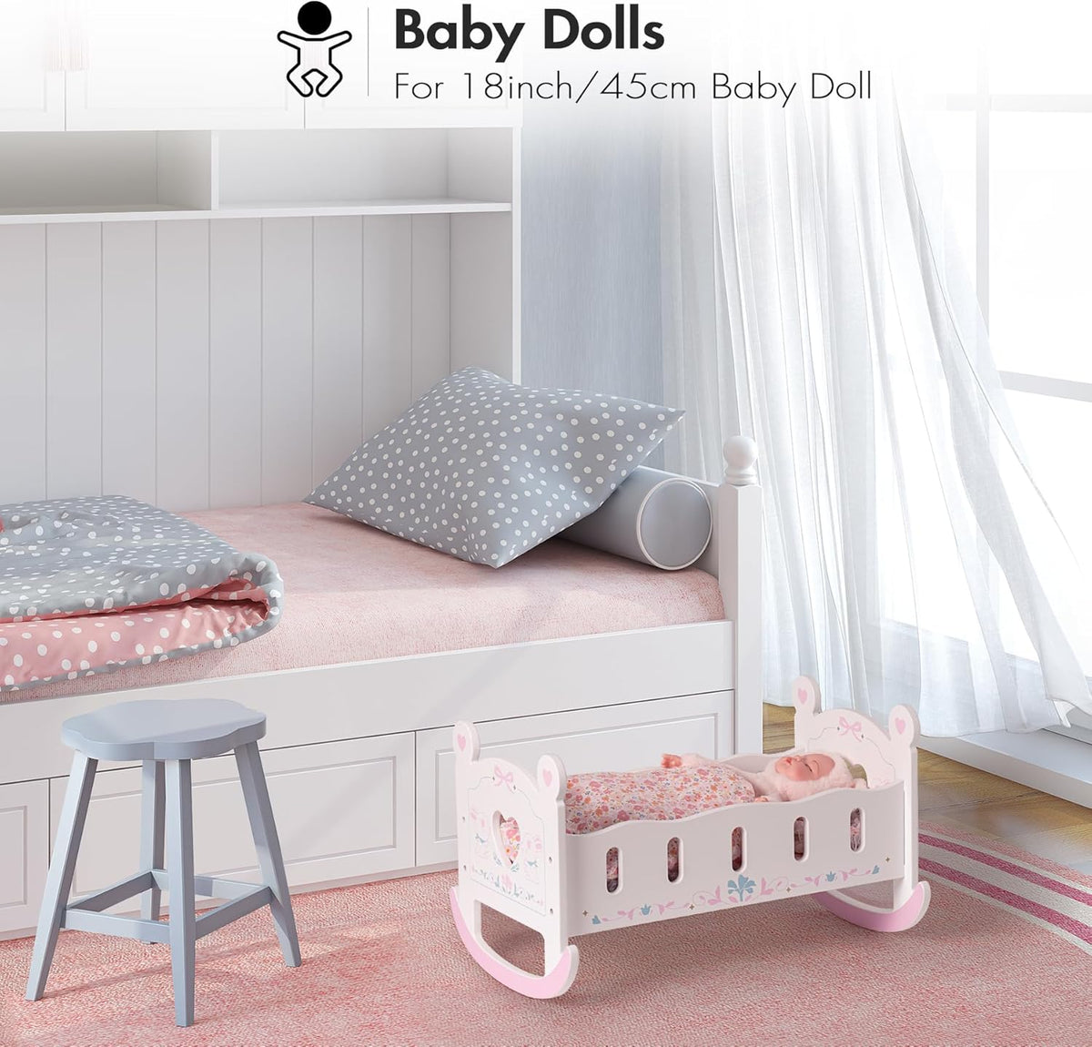 ROBOTIME Cuna de Madera para Muñecas Bebé, Cama Cuna de Muñeca