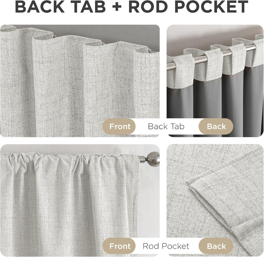 Joydeco Cortinas opacas para dormitorio, 84 pulgadas de largo, 100% bloqueo de luz, juego de 2 paneles de cortinas blancas, cortinas de oscurecimiento de habitación con aislamiento térmico, textura de