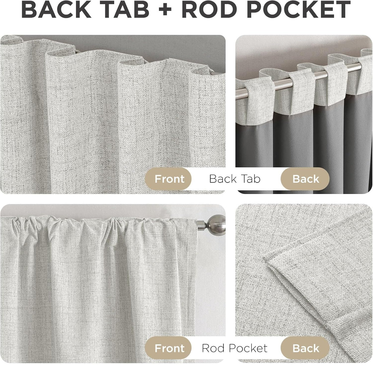 Joydeco Cortinas opacas para dormitorio, 84 pulgadas de largo, 100% bloqueo de luz, juego de 2 paneles de cortinas blancas, cortinas de oscurecimiento de habitación con aislamiento térmico, textura de