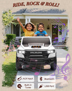 First Ride On - Auto eléctrico de 2 plazas para niños, con licencia RAM 1500 RHO 24V con control remoto, juguetes de paseo para niños con Bluetooth, luces LED, espaciosa cama de camión, palanca de
