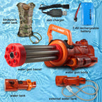 Gatling - Pistola de agua eléctrica con tanque de mochila, barril de