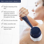 PMD Beauty Clean Body - Dispositivo Eléctrico Inteligente de Limpieza con Cepillo de Silicona y Tres Accesorios Intercambiables para Limpiar, Exfoliar y Masajear el Cuerpo