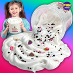 Cubo de Slime de Mantequilla Lechosa de 4 LB como Regalo para Niñas, FunKidz 64 FL OZ Kit de Juguete de Slime Blanco Suave Enorme Preelaborado Perfumado con 29 Complementos Variados, Regalo de