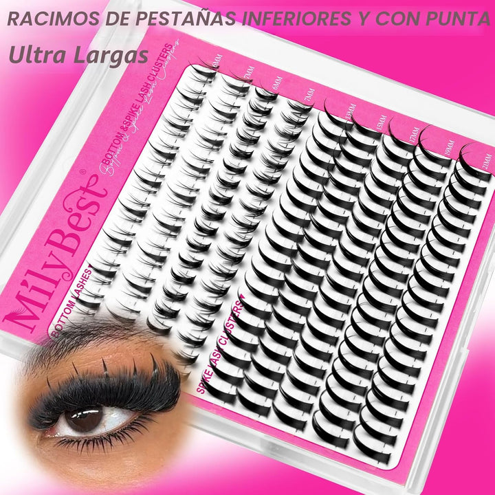 MilyBest - Extensiones de pestañas inferiores en racimo con puntas...