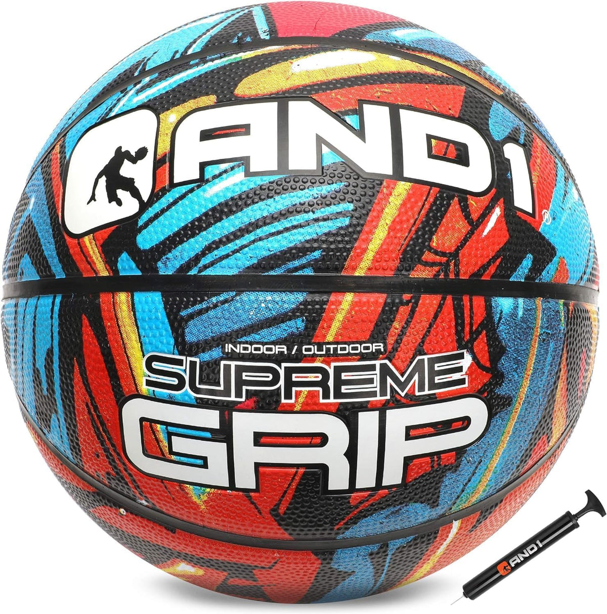 AND1 Balón de baloncesto de goma, tamaño reglamentario oficial 7 (29.5