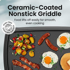 Chefman XL - Parrilla eléctrica con control de temperatura removible, parrilla plana sumergible, para hamburguesas, huevos, parrilla para panqueques, superficie de cocción antiadherente extra grande