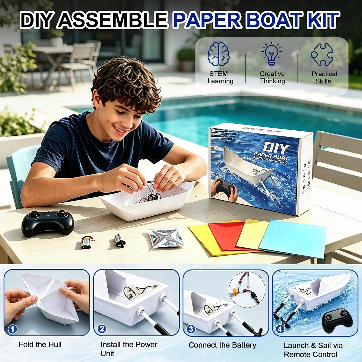 Kit de barco de papel RC DIY para aficionados, navegantes y