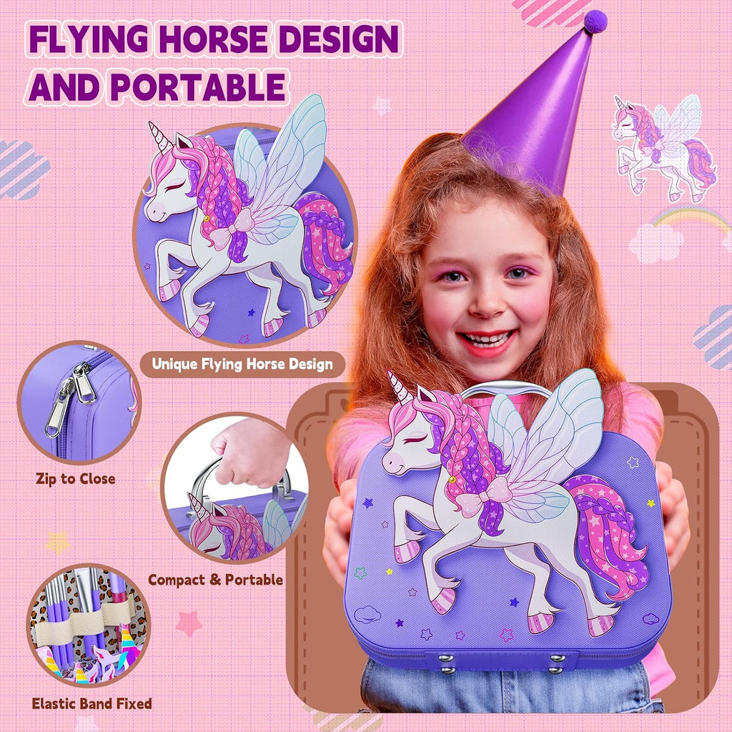Kit de maquillaje para niñas – Kit de maquillaje para niñas, juego de cosméticos lavables reales con estuche de almacenamiento, juego de maquillaje para niños para regalo de Navidad y cumpleaños de 3, 4, 5, 6, 8, 10, 11, 12 años, morado