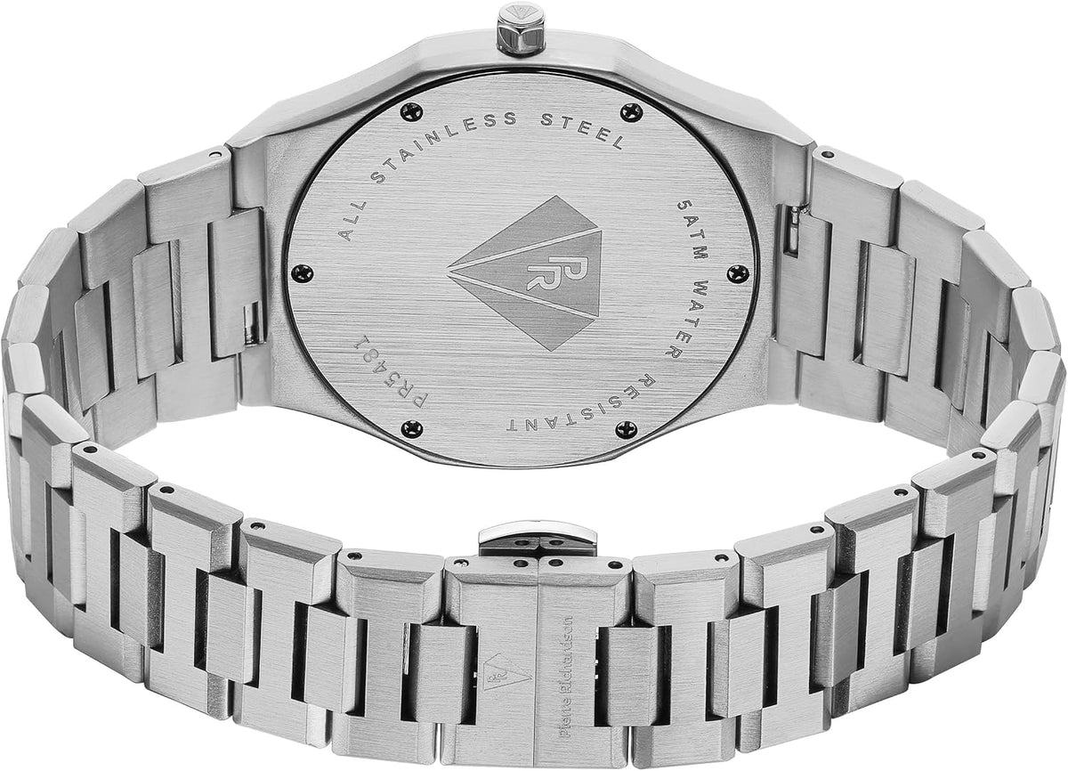 PIERRE RICHARDSON PR5428 Reloj de lujo para hombre – Movimiento de cuarzo japonés, acero inoxidable, 41mm, 5ATM resistente al agua, cristal de zafiro resistente a los arañazos – Reloj de vestir