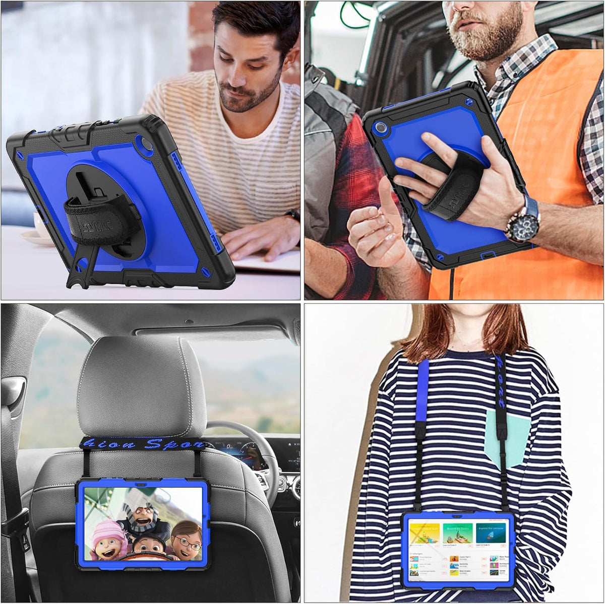 SEYMAC stock Funda para Samsung Galaxy Tab A11+ Plus/A9+ Plus de 11 pulgadas, funda de protección contra caídas de cuerpo completo con protector de pantalla y soporte para lápiz [correa de mano
