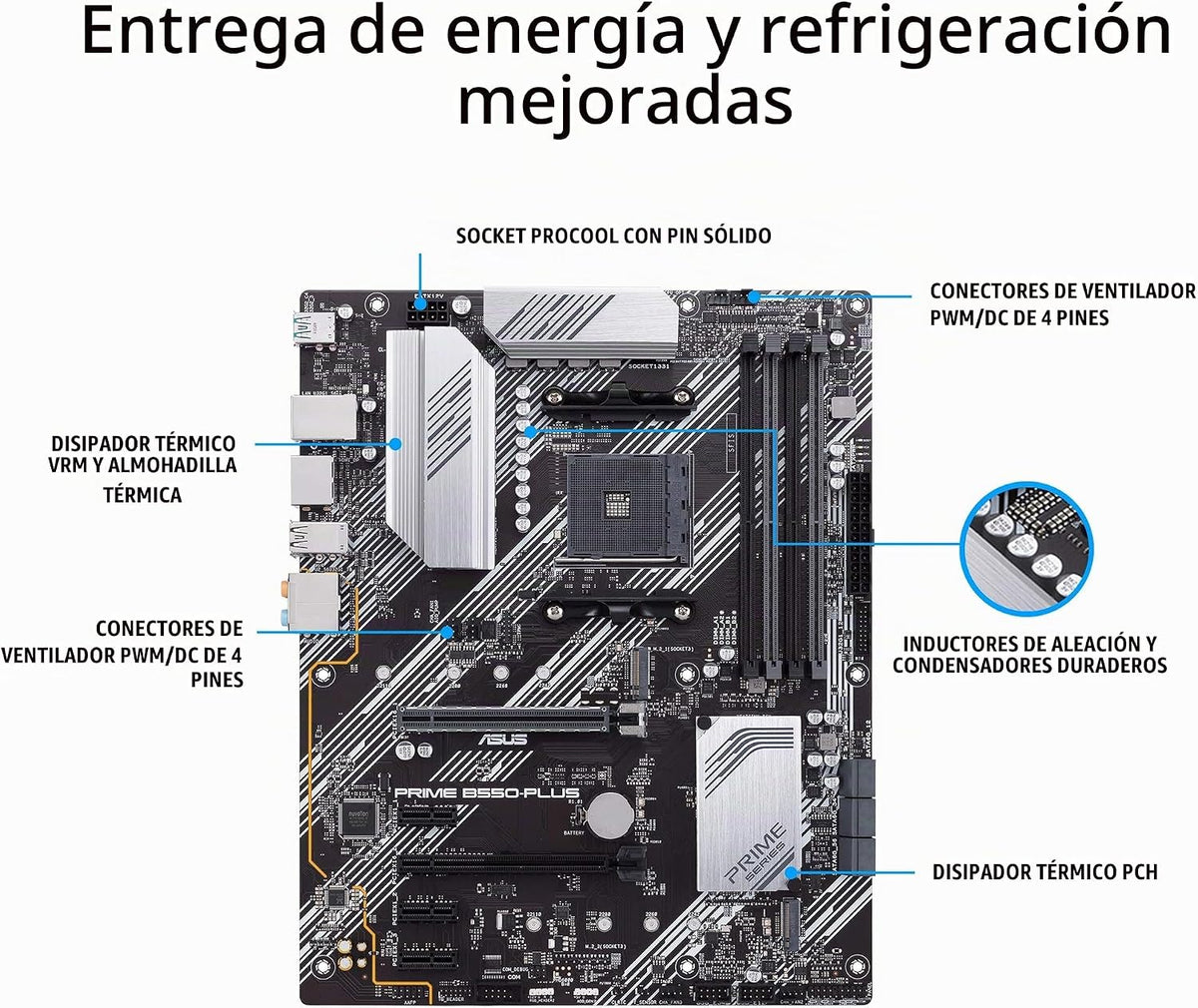 ASUS Prime B550-PLUS AMD AM4 Zen 3 Ryzen 5000 y 3ª generación Ryzen...
